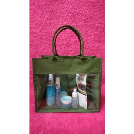 Tote Bag Tas mika hampers kosmetik Transparan multifungsi gabang Korea 26×22×12