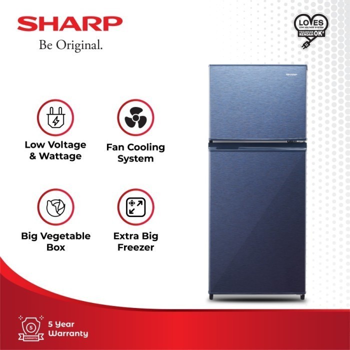 SHARP Lemari Es SJ195MD 172 Liter / Kulkas 2 Pintu 130 Watt SJ-195MD / SJ-195MDSR2 / SJ-195MDSG2