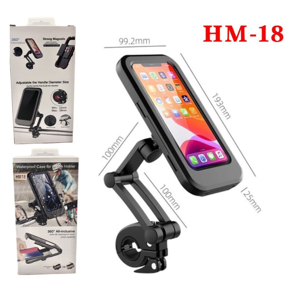 SUKSES- Holder Stang Motor HM18 HM-18 Waterproof anti air Alat penyangga hp dudukan hape stand handphone bisa untuk sepeda