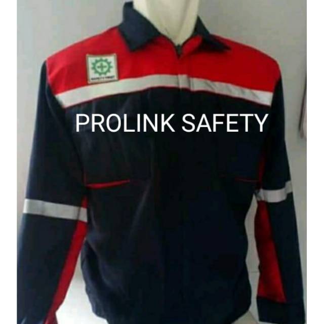 SERAGAM BAJU SAFETY MERAH DONGKER RESLETING KAIN DRILL