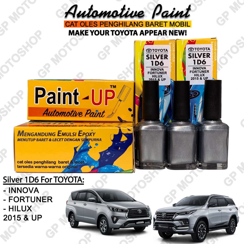 TOYOTA SILVER METALLIC 1D6 CAT OLES PENGHILANG BARET MOBIL LECET GORES METALIK INNOVA FORTUNER