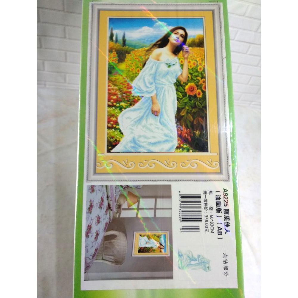 Paket DIY Craft Diamond Painting A9225 Girl Bunga Matahari Sunflower