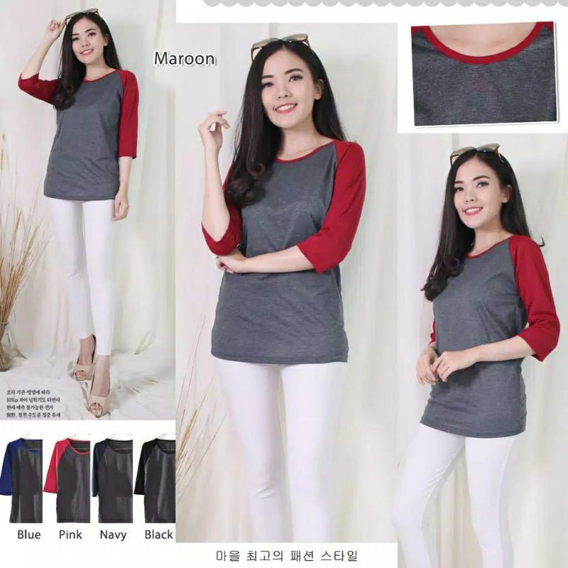 kaos raglan 3/4 murah kaos lengan panjang kaos murah ukuran m l xl