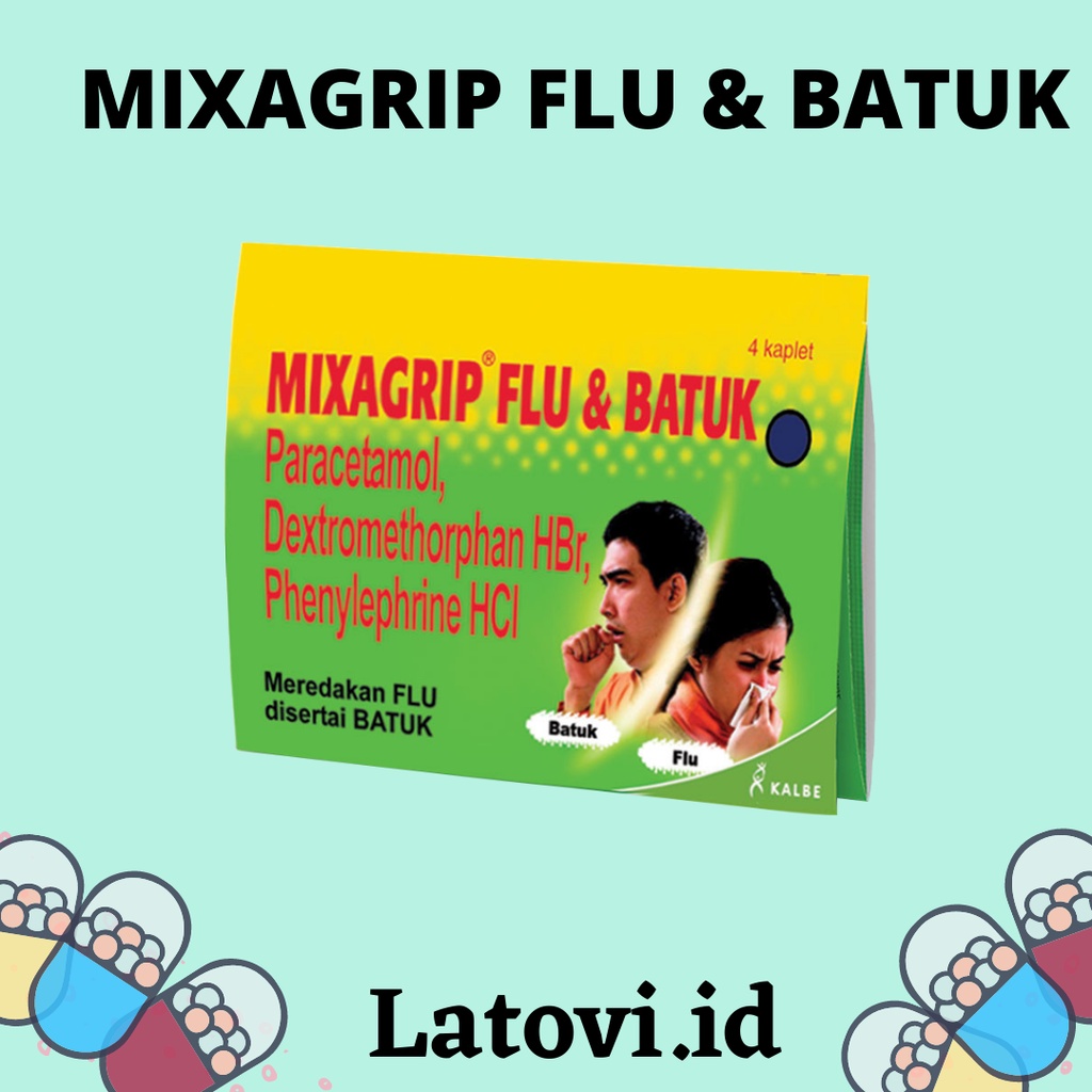 Jual Mixagrip Flu dan Batuk Strip Isi 4 Tablet . Obat batuk dan Flu