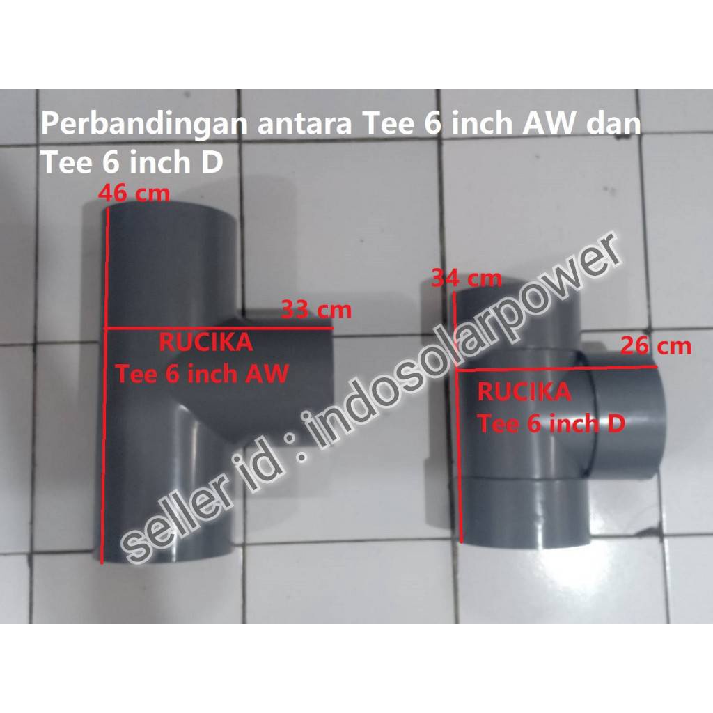 Tee 6&quot; juga tersedia V Tee Reducer 6X2 6x3 6x4 6X5 Rucika AW D cabang pembuangan air atau udara PVC ledeng T Vlok V.tee bisa untuk sambungan semua merk pipa pralon paralon rucika wavin triliun intilon vinilon champion maspion supralon winlon dll