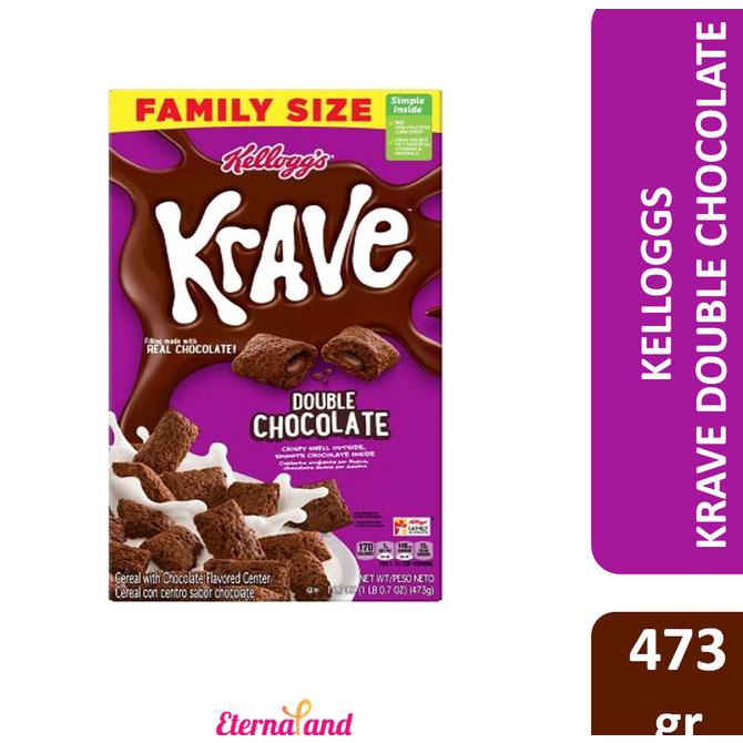 

Kelloggs Krave Double Chocolate 473Gr (16.7 Oz) Sereal Sarapan Impor