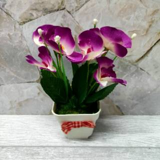 dapat 4 Bunga Hias Mini Anggrek Vanda Artificial dapat 4 Bunga Hias Mini Anggrek Vanda Artificial