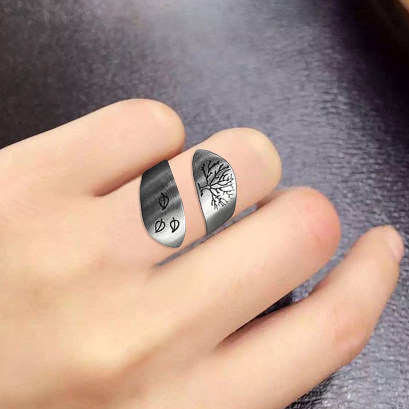 Fancyqube Fancycube Cincin Bentuk Daun Spiral Warna Silver Untuk Pria Dan Wanita