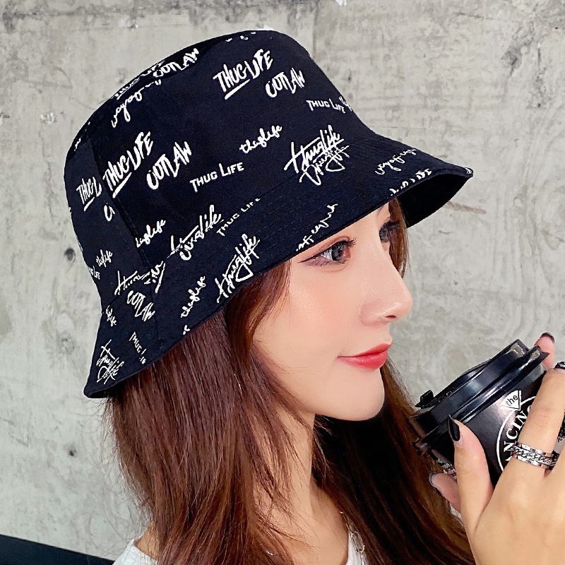 Topi bucket Motif Bordir Dapat Dibalik Untuk Pria Dan Wanita