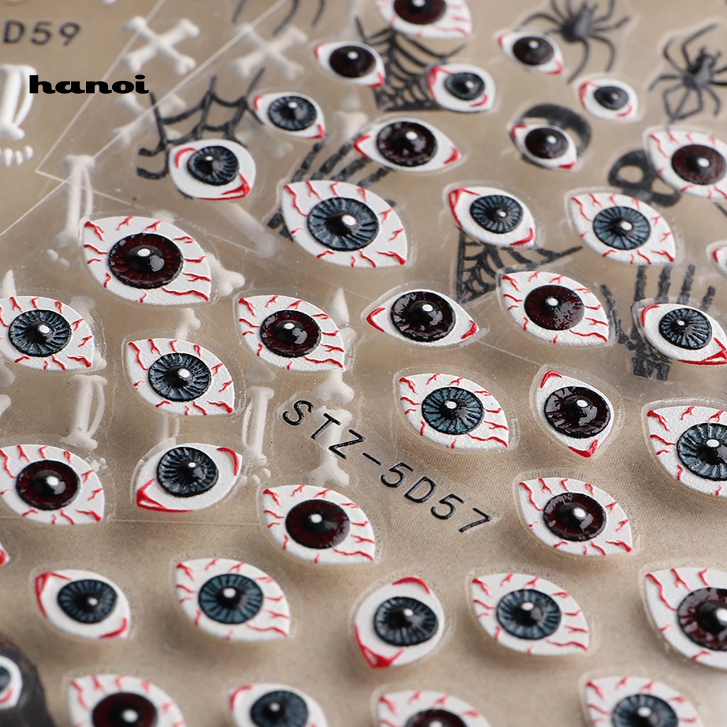 Han_stiker Kuku Motif Halloween Untuk Nail Art DIY
