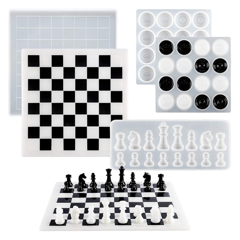 SIY  Chess Kit DIY International Chess Pieces Checkers Checkerboard Silicone Mould