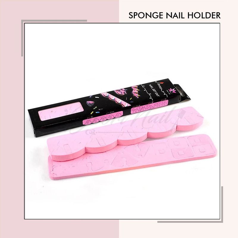 Sponge nail holder practice nail art tempat hias kuku palsu fake nails kupal