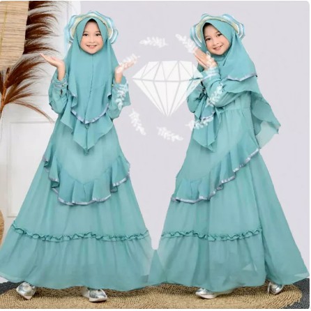 [COD]  Duvenc Syari Kids /Gamis Anak Perempuan/Baju Muslim Anak - UMUR USIA 5 6 7 8 9 10 11 12 TAHUN
