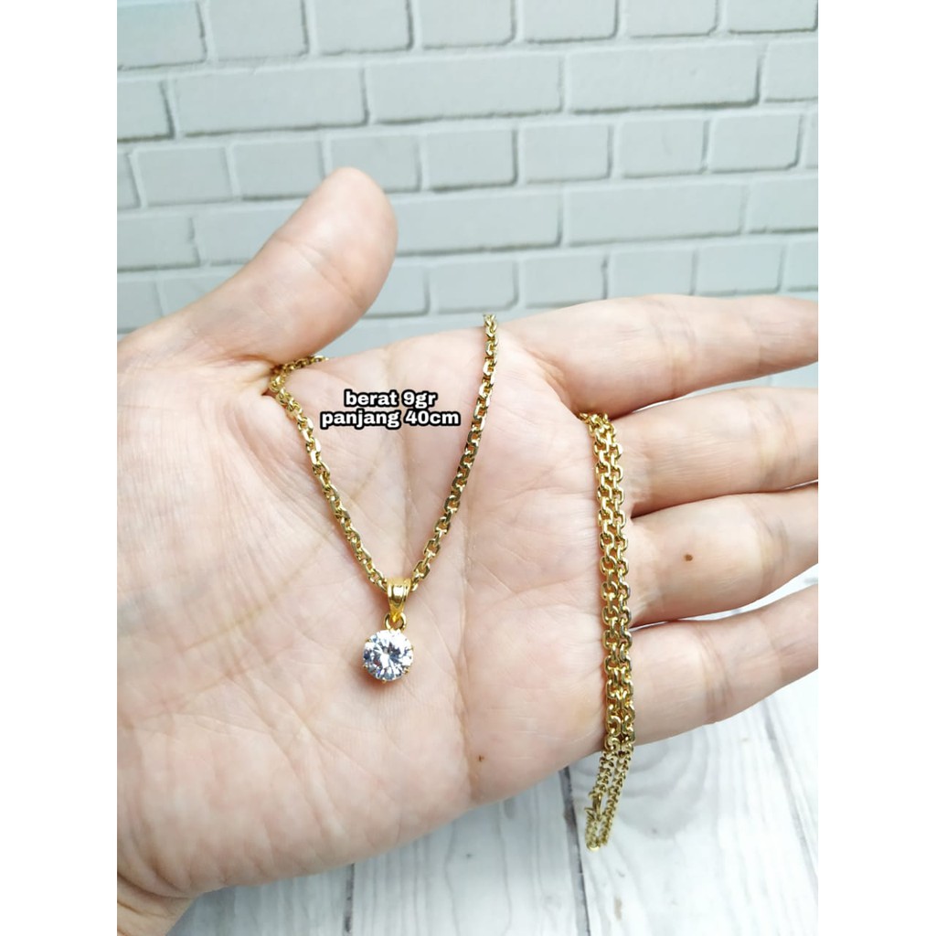 KALUNG HOLO PENDEK LIONTIN DESI GOLD PERAK ASLI S925 KODE CF098