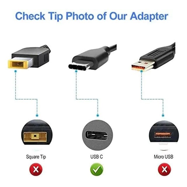 AC Adapter Charger Laptop Lenovo USB-C Original 20V 3.25A 65w  Yoga 910 910-131KB 910-13IKB 920 tipe-C