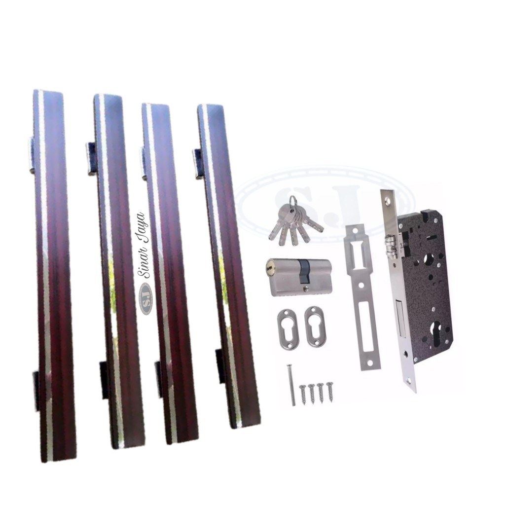 satu set gagang pintu rumah minimalis handle tarikan tarikan pintu stainless pegangan pintu termurah