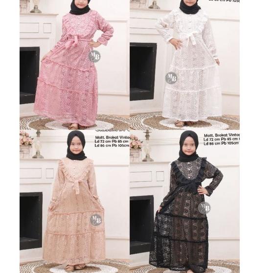 Penjualan Terbanyak.. Gamis Tile Anak - Gamis Brokat Anak - Dress Anak