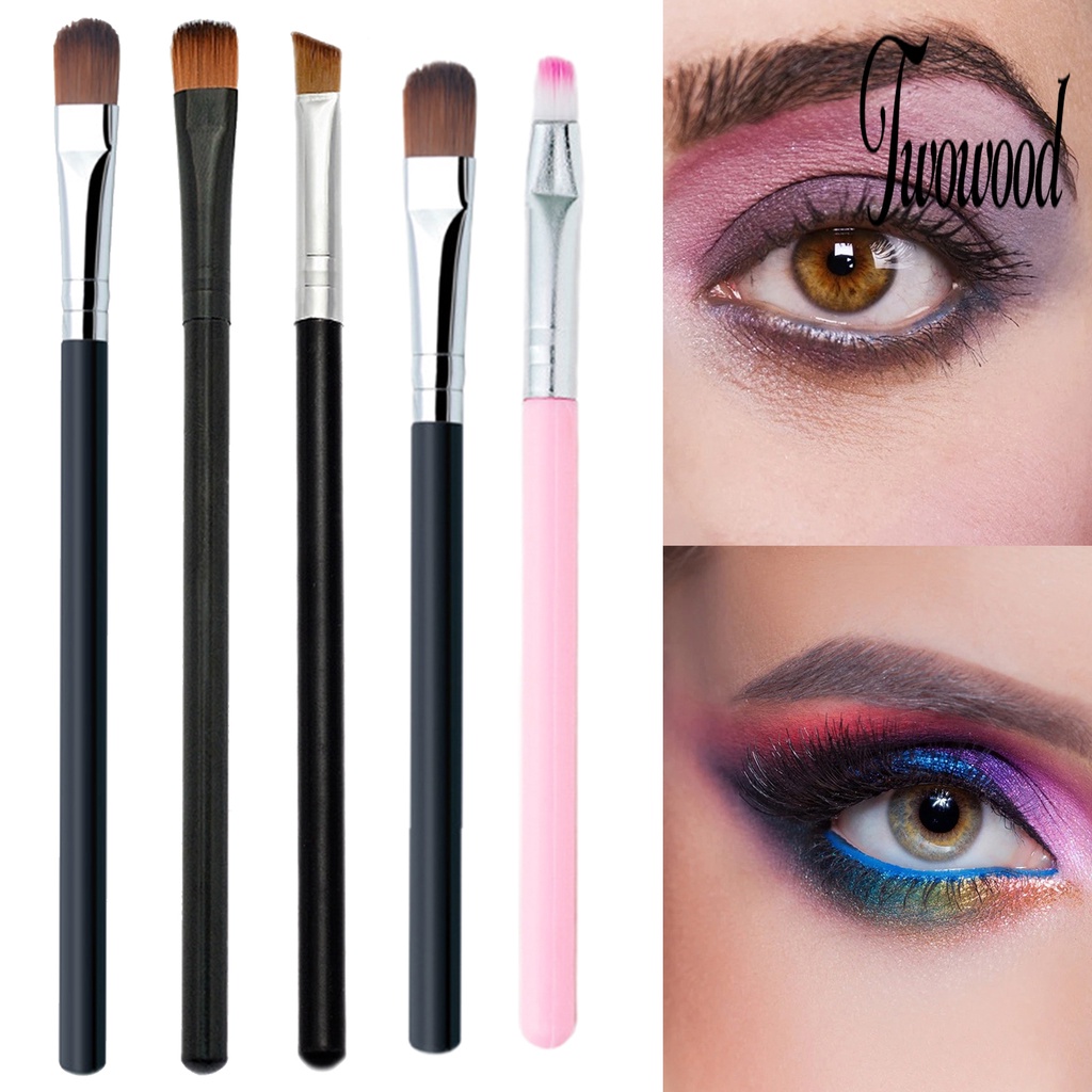 5 Pcs Brush Eyeshadow Contour Blending Shader Portable Bahan Bulu Lembut Untuk Makeup Pemula