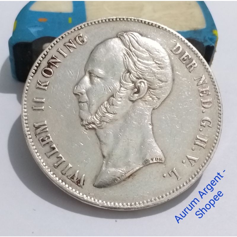 SW22.5G-9.. 1 PC KOIN PERAK KUNO ASLI 2.5 GULDEN WILLEM II KONING TH 1848. -- SILVER COIN --