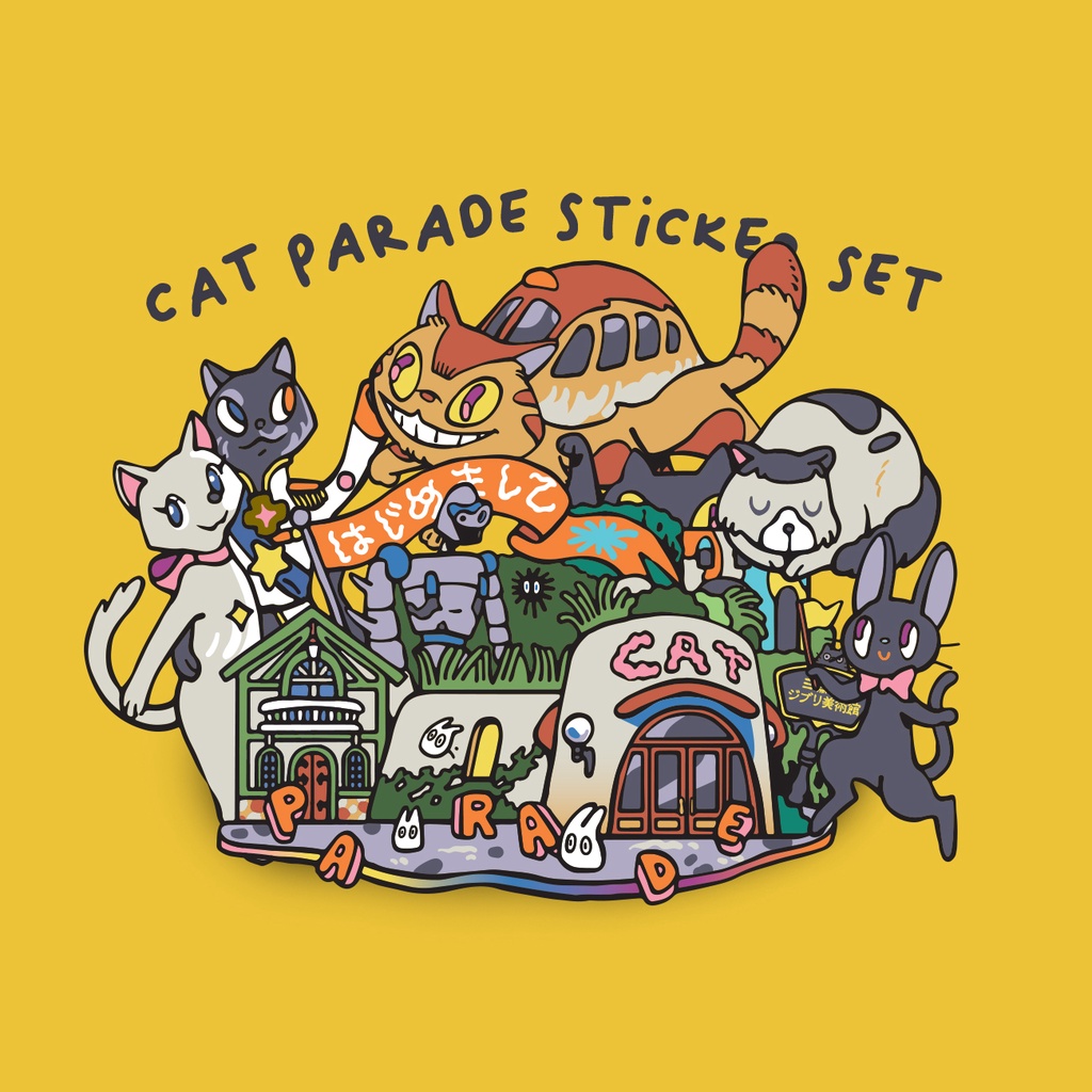 

SCC x Isa Indra Permana - Ghibli Cat Parade Sticker Pack / Glittery Sticker