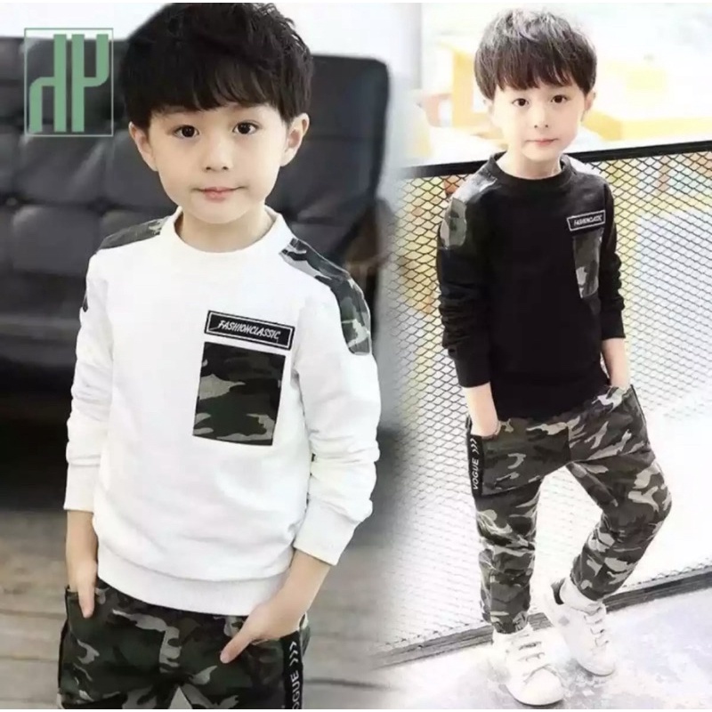 Setelan anak army kids panjang baju setelan anak laki laki 1-5 tahun