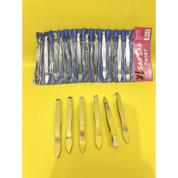 12PCS / 1 LUSIN PINSET ALIS UJUNG RATA LEBAR - Pinset Alis Ujung Rata - Pencabut Bulu Alis Ketiak Kumis - pinset lebar rata - pinset cabut bulu alis