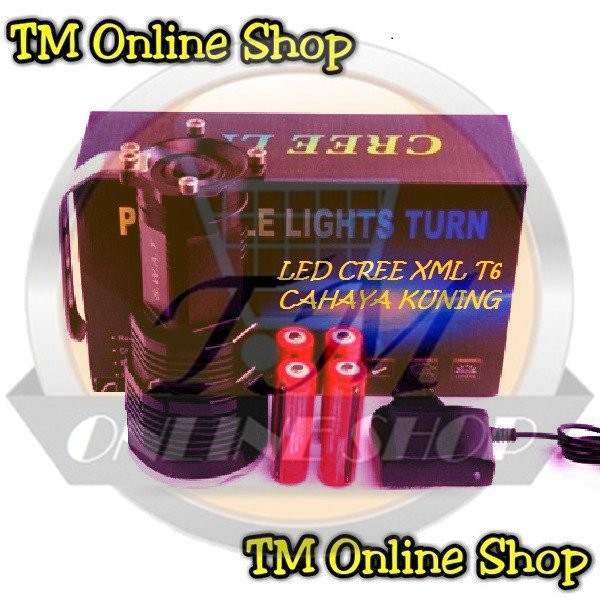 Terbaru       Senter Police Swat T6-7002 Fokus Kuning Super Terang Belor Monster + 4 Battery