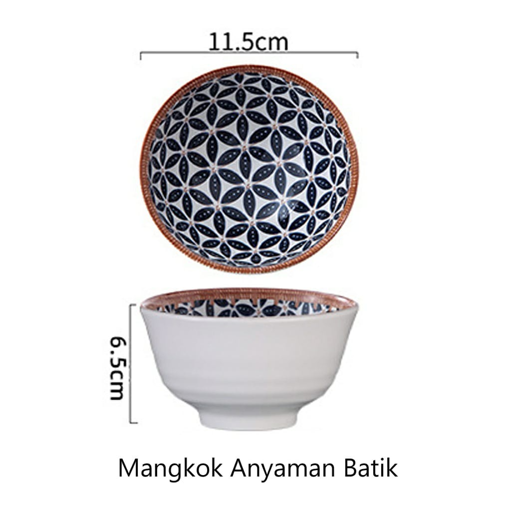 Mangkok Keramik Motif Anyaman - Ukuran 11.5cm