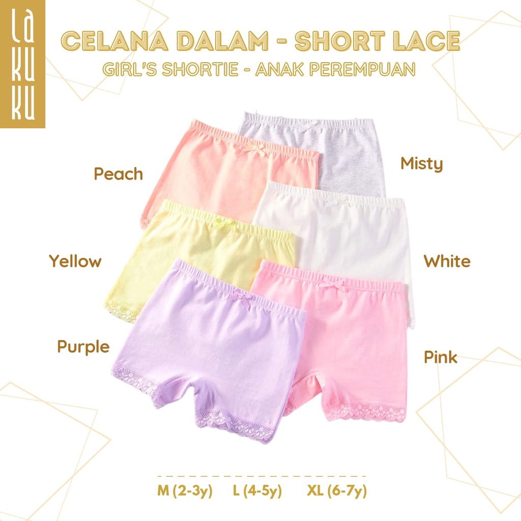 Lakuku - [GROSIR] Celana Dalam Anak Perempuan 1-7 th Underwear Katun Premium Impor Short Polos