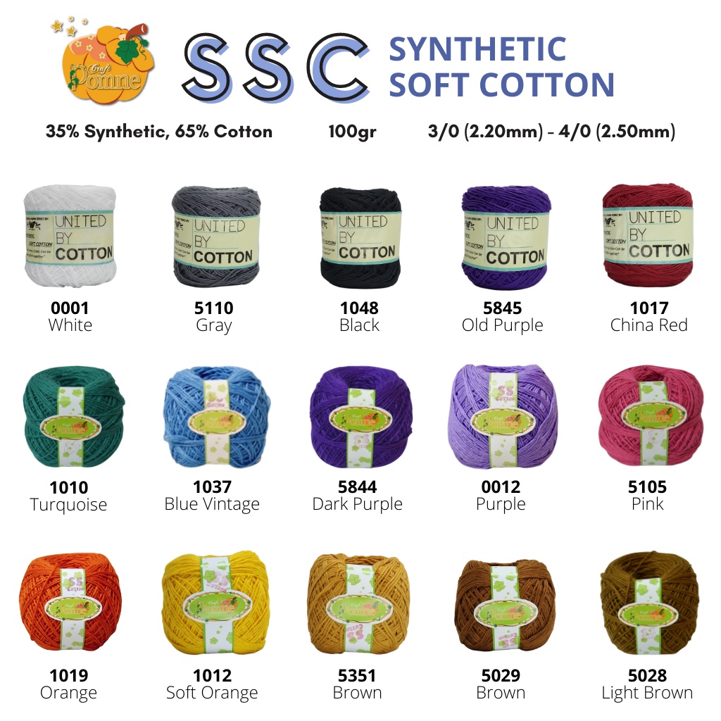 POMNE CRAFT - Benang Rajut SSC Synthetic Soft Cotton - UNITED BY COTTON - Benang Rajut Kupu-Kupu