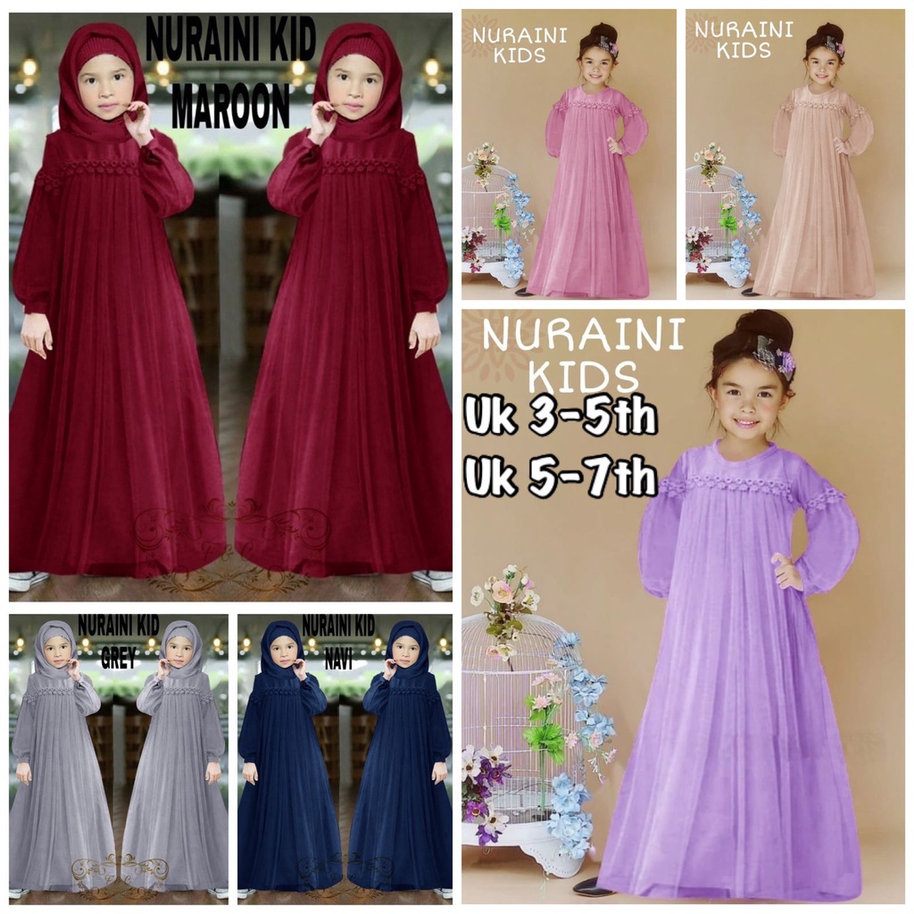 Bisa COD | Nuraini Kids | Umur 3-5 tahun | Gamis anak perempuan | Baju anak murah | Baju terlaris | 