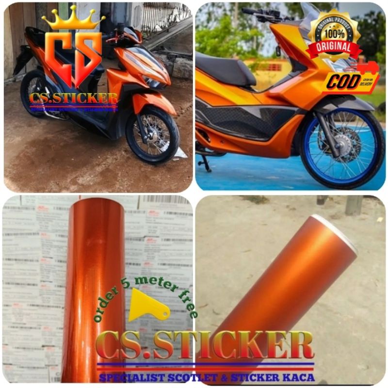 Stiker skotlet motor otomotif mobil orange doff scotlite orange glossy stiker scotlite motor mobil o