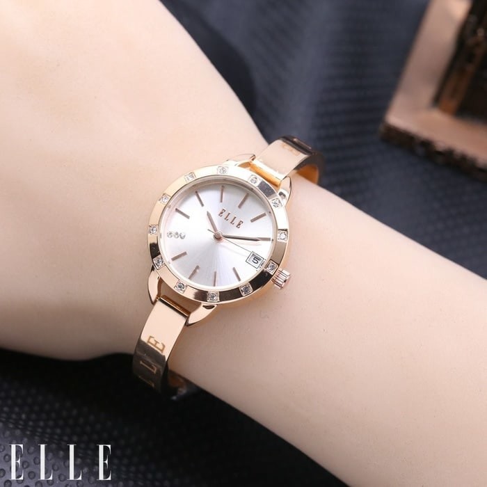 Jam Tangan Wanita / Cewek Elle Fashion Rantai Rosegold