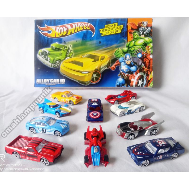 AJ HotWheel Super Hero Avenger Isi 10pcs Murah/ Mainan Mobil HotWheel Set Isi 10pcs