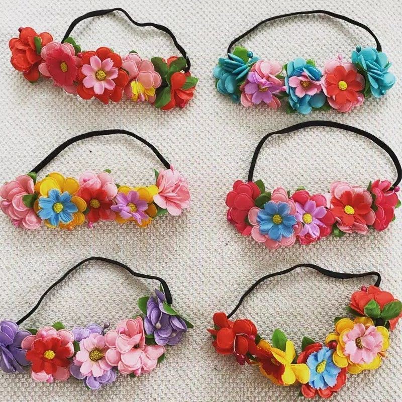 Headband Bandana Aksesoris Rambut Anak Bayi Perempuan 1 - 3 tahun model flower crown 001a