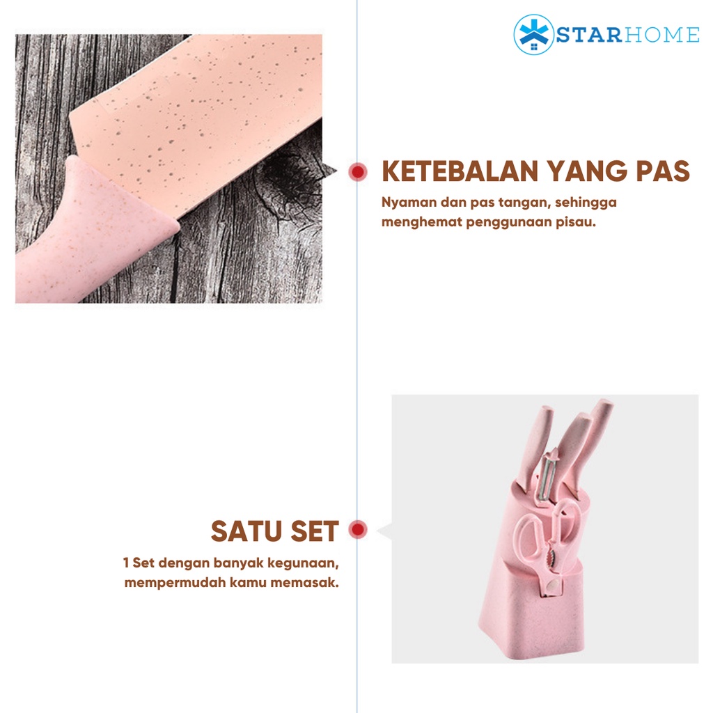 Pisau Set Alat Dapur Set Peeler Gunting Kitchen Knife Set Lengkap dengan Tatakan Pisau Dapur Set