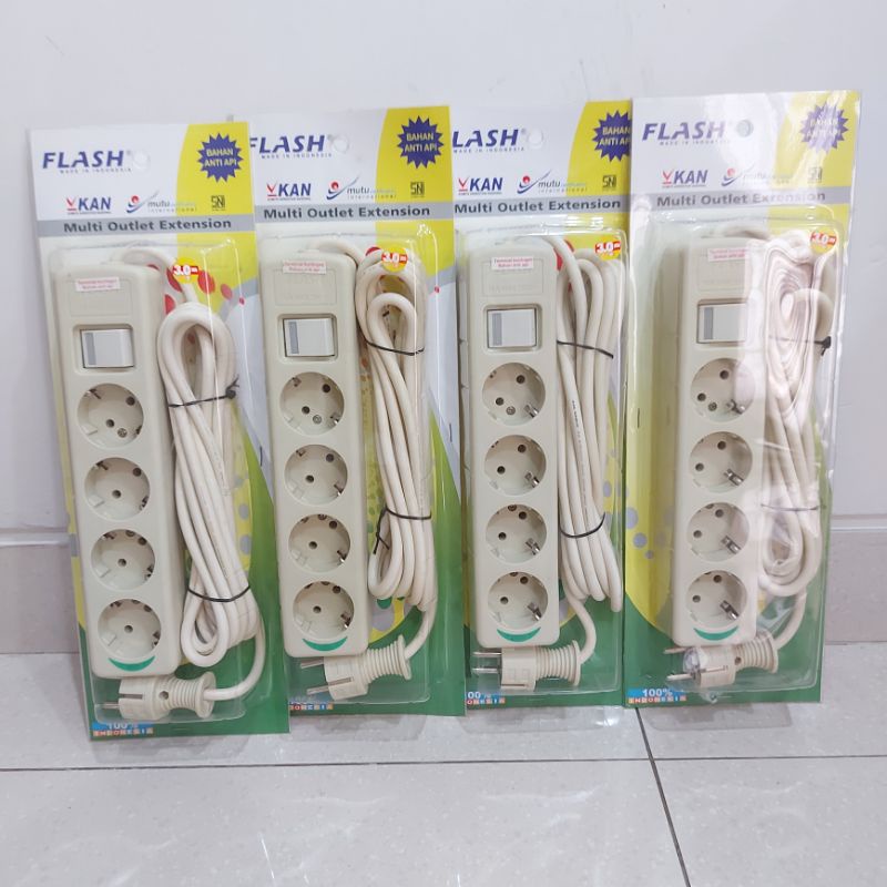 TERMURAH COLOKAN TERMINAL KABEL 4 LUBANG STOP KONTAK DENGAN SAKLAR ON OFF PANJANG 3 METER GROSIR ECE