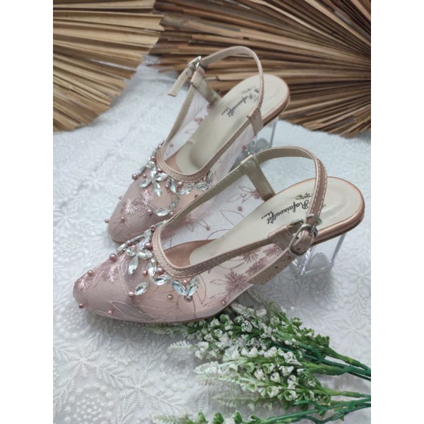 sepatu rafaizoutfit model myclarisa rosegold tinggi 7cm kaca