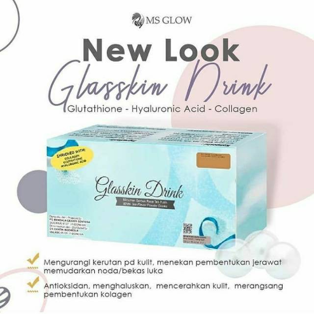 ms glow glasskin drink / gluthation serbuk msglow / whitening booster