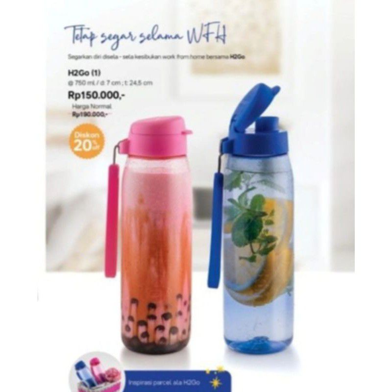 botol h2go tuperware 750 ml ecer