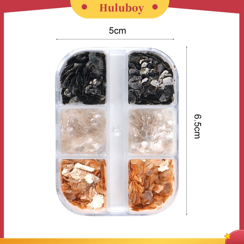 Huluboy Huluboy♡ 6 Grid / Box Sequin Nail Art Reflektif Saturation Tinggi Untuk Pesta