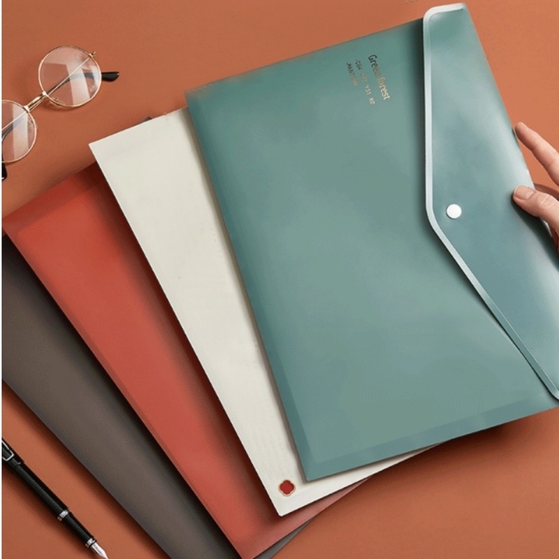 1 Pc Tas Penyimpanan File Dokumen Ukuran A4 Warna Acak Tahan Air Tahan Lama Dengan Kancing Jepret Untuk Kantor Sekolah