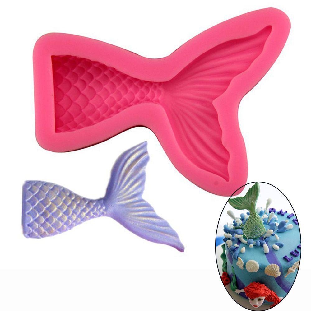 Solighter Mermaid Cetakan Silikon DIY Coklat Membuat Kue Kering Fondant Permen Clay Sugar Craft Baking Tool