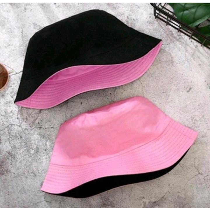 Topi Bucket Hat Bolak Balik Polos Dua Sisi Termurah Pria Wanita