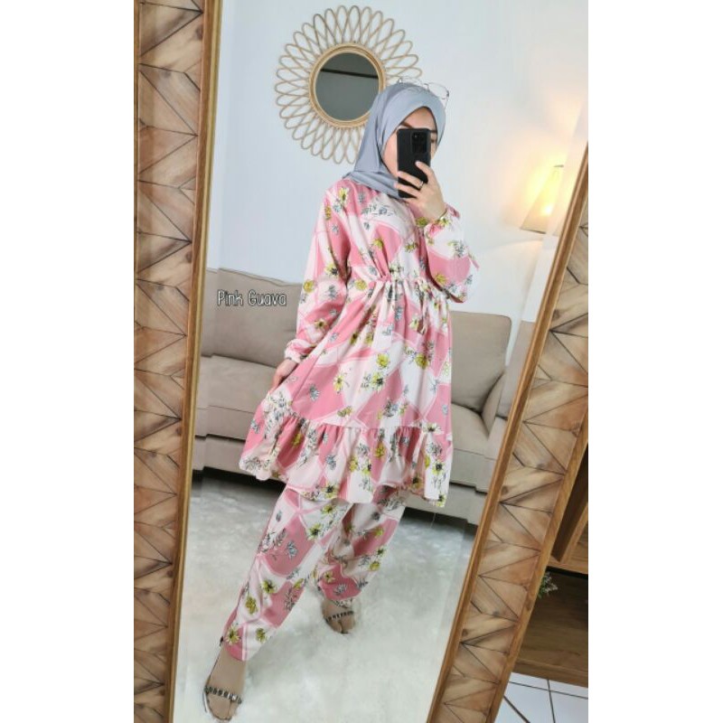 One Set Monalisa Jumbo / Setelan Tunik Monalisa / Set Baju Celana Jumbo / Set Busui