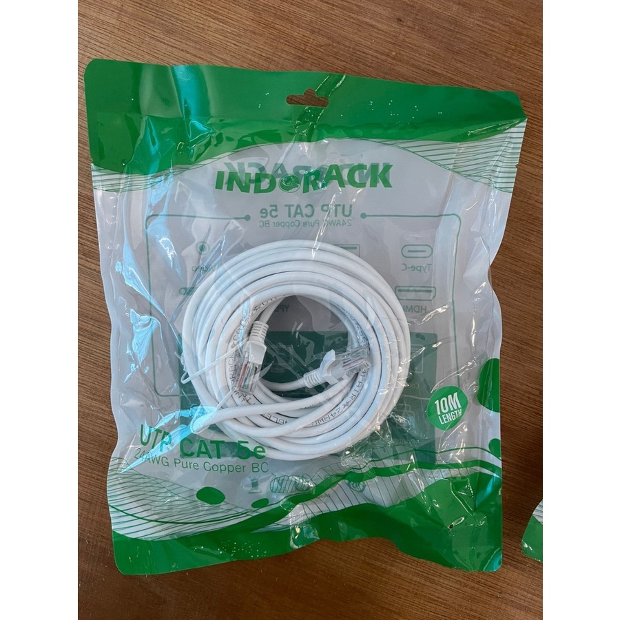 INDORACK C510W 10 Meter Kabel Lan CAT5e UTP Patch Cord Cable -WHITE