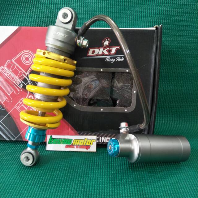 Shock DKT monoshock tabung pisah universal sonic 125,cbr old, dash,ninja RR per kuning tabung grey