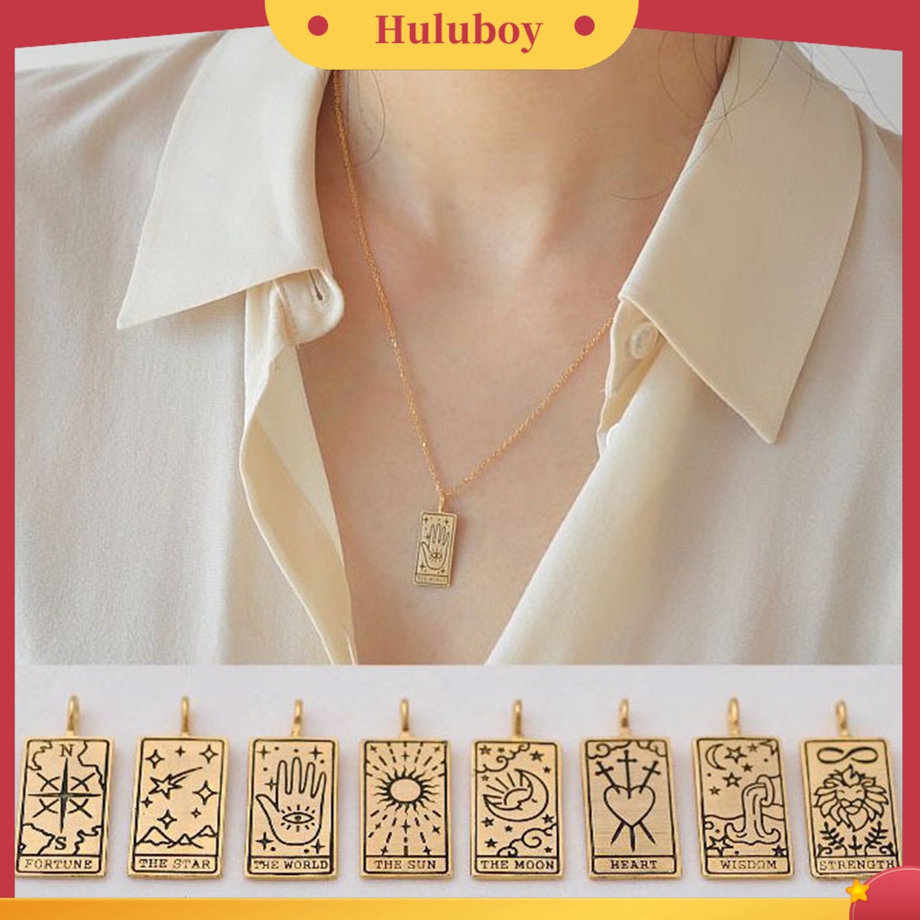 Hu Hu Hu Hu Hu Alat Bantu Pasang Kacamata♡ Kalung Rantai Liontin Kartu Tarot Adjustable Untuk Unisex / Pria / Wanita