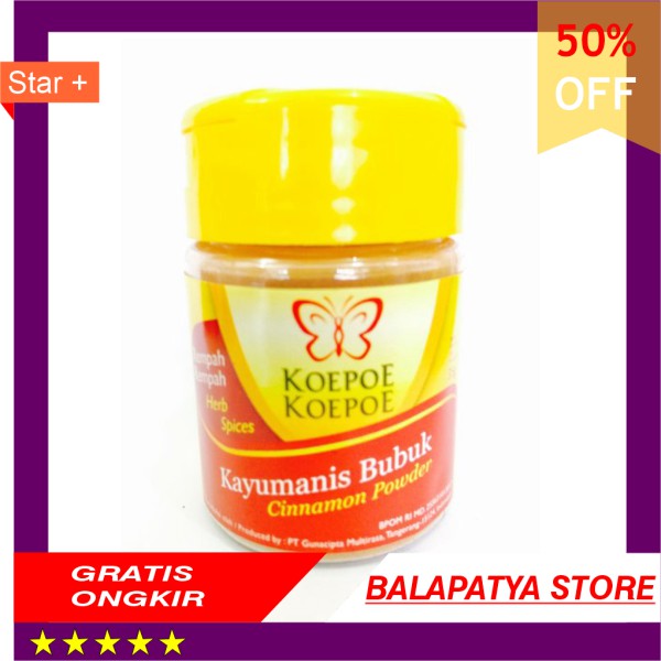 

CUMA HARI INI SAJA!!! 50 Off Kayumanis Bubuk Koepoe Koepoe kayu manis kupu kupu 35 gr Cinnamon