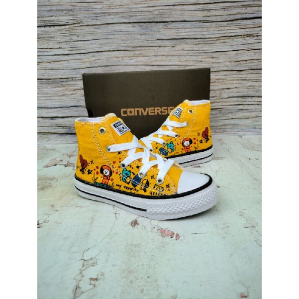 SEPATU ANAK CONVERSE BT21 YELLOW PREMIUM HIGH QUALITY CONVERSE ANAK KARAKTER